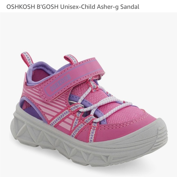 OshKosh B'gosh Kids Pink and Purple Asher-G Sandals Size 10 - Picture 1 of 7
